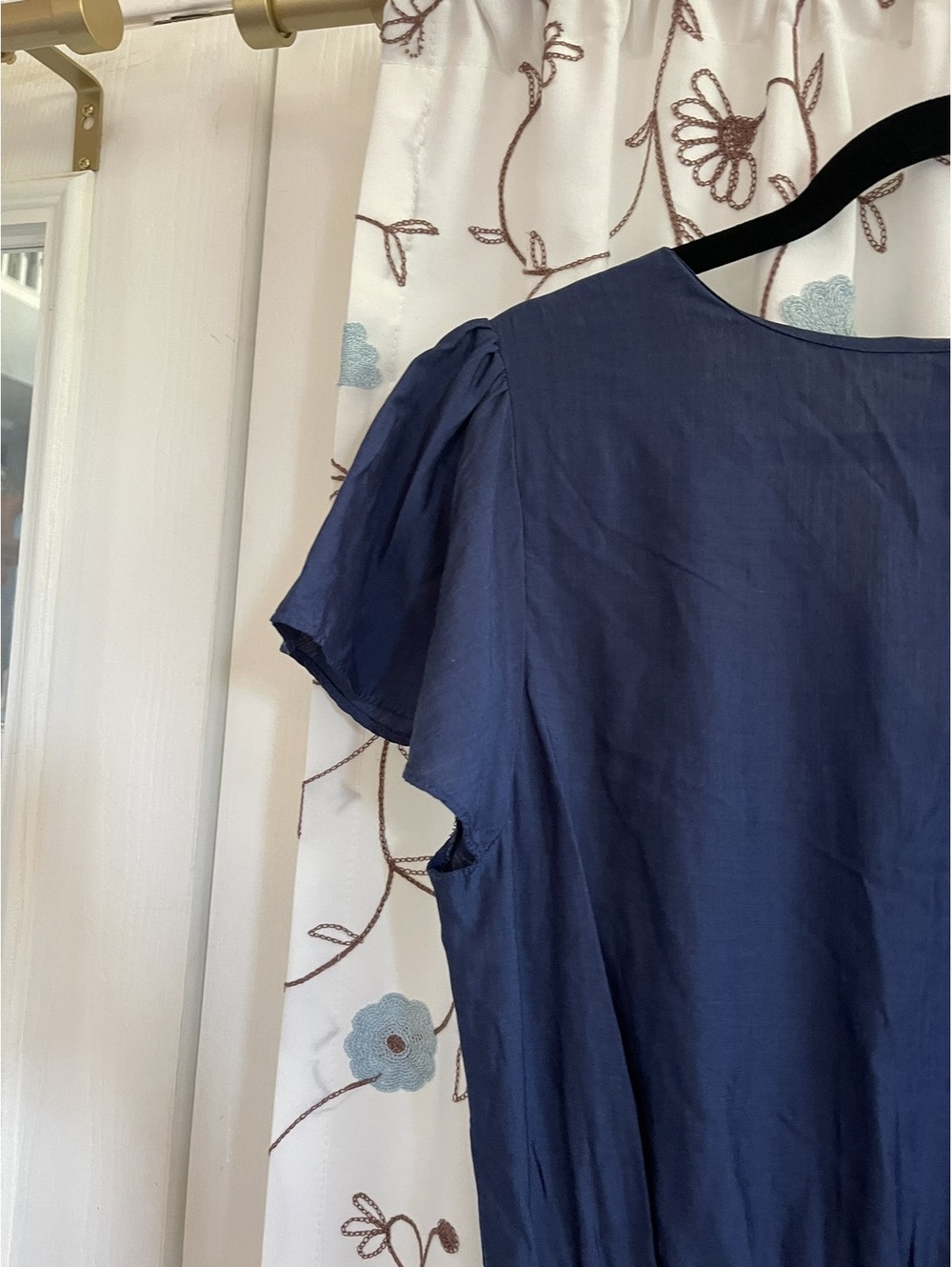 Old Navy | M | Blue V-Neck Elastic Waist Dress - Picture 2 of 8